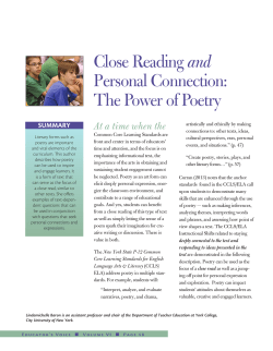 Close Reading and Personal Connection: The Power of