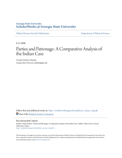 Parties and Patronage: A Comparative Analysis of the Indian Case