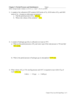 Chapter 5: Partial Pressure and Stoichiometry Name: (Don`t forget