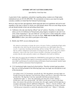GENERIC OPT OUT LETTER GUIDELINES