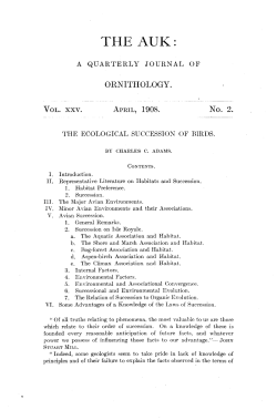 THE ECOLOGICAL SUCCESSION OF BIRDS
