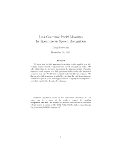 Link Grammar Pre x Measures for Spontaneous Speech Recognition