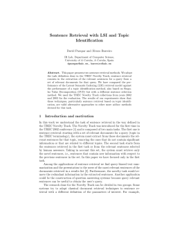 Sentence Retrieval with LSI and Topic Identification