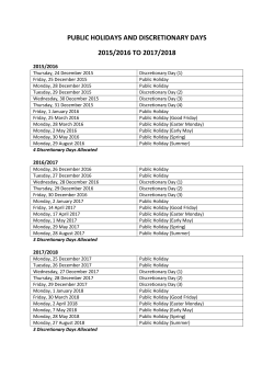public holidays and discretionary days 2015/2016 to 2017/2018