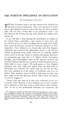 the puritan influence in education