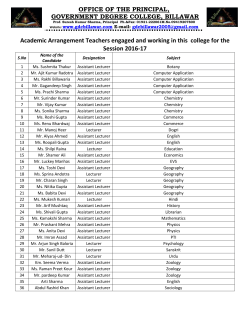 Academic Arrangement Teachers engaged and working in this