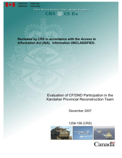 Evaluation of CF/DND Participation in the Kandahar Provincial