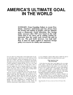 America`s Ultimate Goal in the World