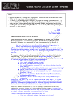 Appeal Against Exclusion Letter Template