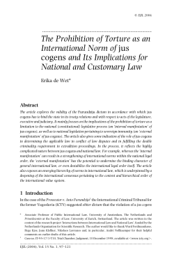 The Prohibition of Torture as an International Norm of jus