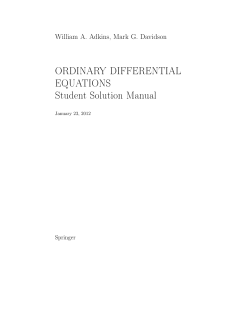 ORDINARY DIFFERENTIAL EQUATIONS Student Solution Manual