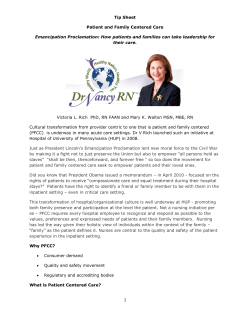 Tip Sheet Patient and Family Centered Care Emancipation