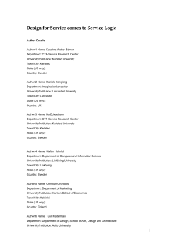 Design for Service comes to Service Logic