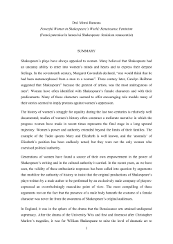 Drd. Mitroi Ramona Powerful Women in Shakespeare`s World