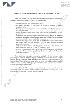 Manufacturing process and technical classifications