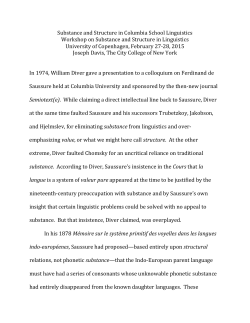 Substance and Structure in Columbia School Linguistics Workshop