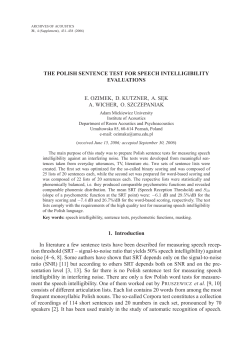 THE POLISH SENTENCE TEST FOR SPEECH INTELLIGIBILITY