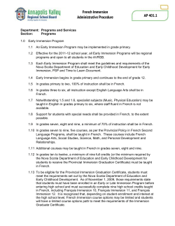 AP 401.1 French Immersion Administrative Procedure