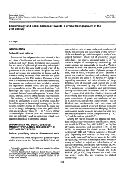 Epidemiology and Social Sciences