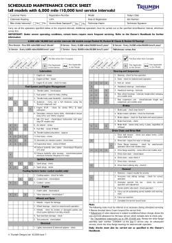 SCHEDULED MAINTENANCE CHECK SHEET