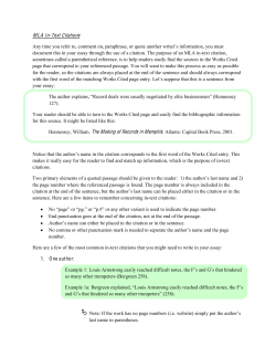 MLA In-Text Citations