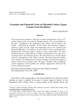 Economic and Financial Crises in Fifteenth-Century Egypt