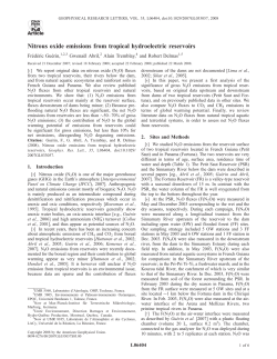 Nitrous oxide emissions from tropical hydroelectric