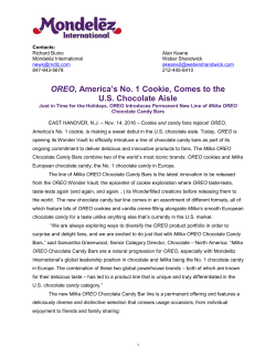 OREO, America`s No. 1 Cookie, Comes to the U.S. Chocolate Aisle