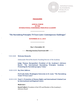 The Nuremberg Principles 70 Years Later: Contemporary Challenges