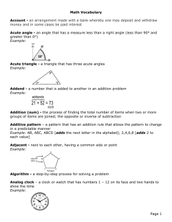 Page 1 Math Vocabulary Account - an arrangement made with a