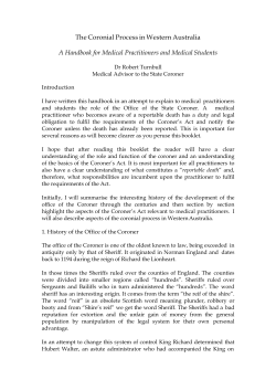 The Coronial Process in Western Australia A Handbook for Medical