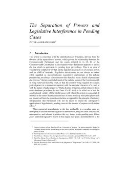 The Separation of Powers and Legislative Interference in Pending