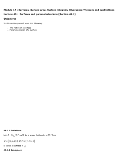 Lecture 49 : Surfaces and parameterizations