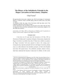 The History of the Subsidiarity Principle in the Hague Convention on