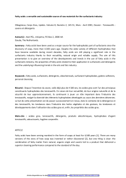Fatty acids: a versatile and sustainable source of raw materials for