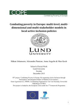 Combating poverty in Europe: multi-level, multi- dimensional
