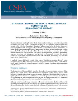 TESTIMONY - Senate Armed Services Committee