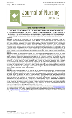 CARE AND ITS MEANING FOR THE NURSING TEAM IN A
