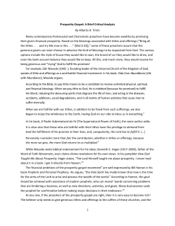1 Prosperity Gospel: A Brief Critical Analysis By Alberto R. Timm