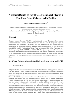 Numerical Study of the Three-dimensional Flow in a Flat Plate Solar