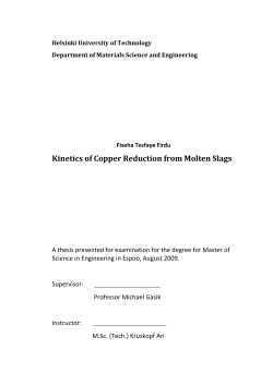 Kinetics of Copper Reduction from Molten Slags