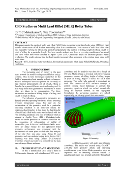 CFD Studies on Multi Lead Rifled [MLR] Boiler Tubes