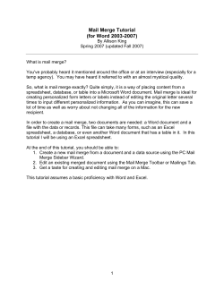 Mail Merge Tutorial (for Word 2003-2007)