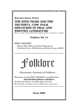 the kind tiger and the truthful cow: folk discourse in oral