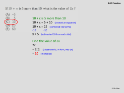 10 + x is 5 more than 10 Find the value of 2x 2x