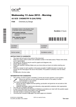 Question paper - Unit F335 - Chemistry by design
