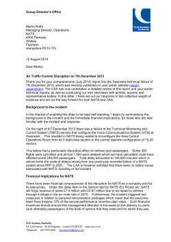 Letter from CAA to NATS about air traffic control disruption on 7