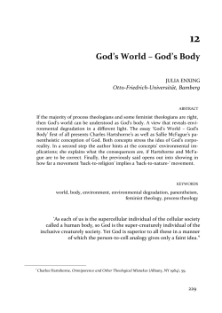 God`s World &ndash; God`s Body