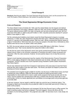 The Great Depression Brings Economic Crisis