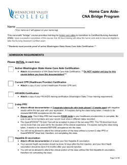 HCA-CNA Requirements/Application
